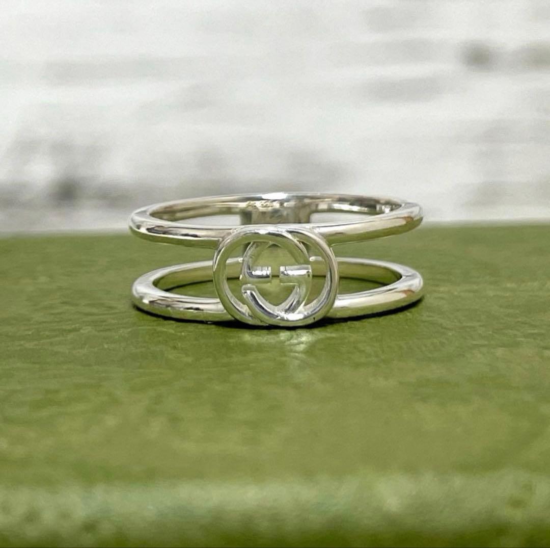 s*o様 【美品】GUCCI グッチ インターロッキングGリング スリム 12号 ダイアゴナル インターロッキングG スリム リング ・スターリング