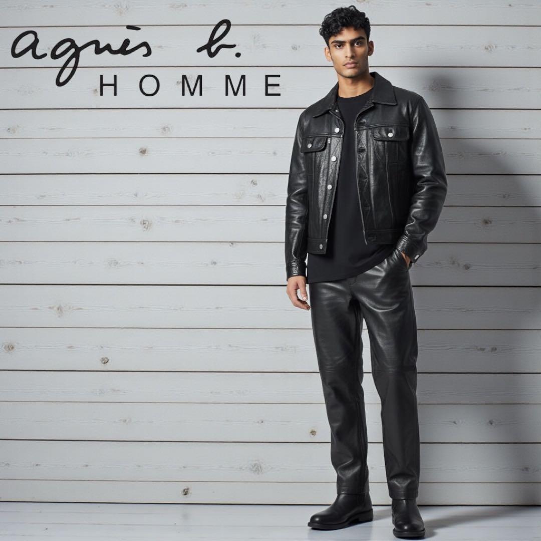 【美品】90s agnis b. homme アニエスベーオム レザージャケット agnes b. homme(アニエスベーオム) / アニエスベーオム/レザー