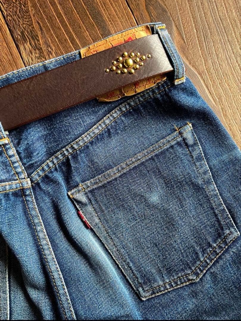 オーダー品 ディッキーズ874専用スタッズベルト ダークブラウン 真鍮