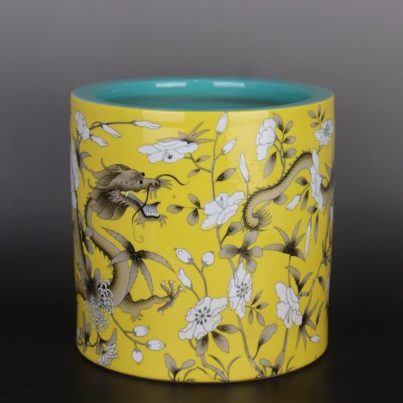 清慈禧黄地パステル彩竜紋の筆箱です  陶磁器 装飾品 現代工芸品美術品 置物 楽天市場】有田焼美術品鉄釉金プラチナ彩龍絵飾り大皿陶芸作家 藤井錦