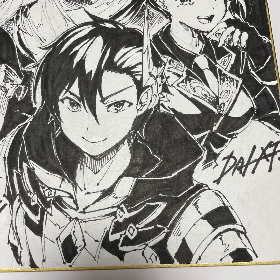 ア*?様 黒の召喚士　原作イラスト：ダイエクスト先生　　直筆イラスト色紙　当選品