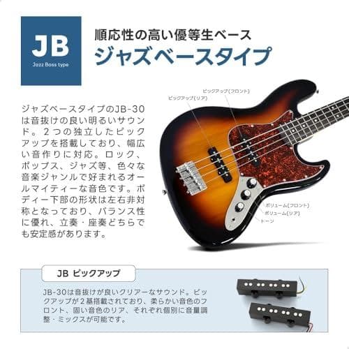 ベース ジャズベースタイプ メタリックブルー 初心者入門リミテッドセット