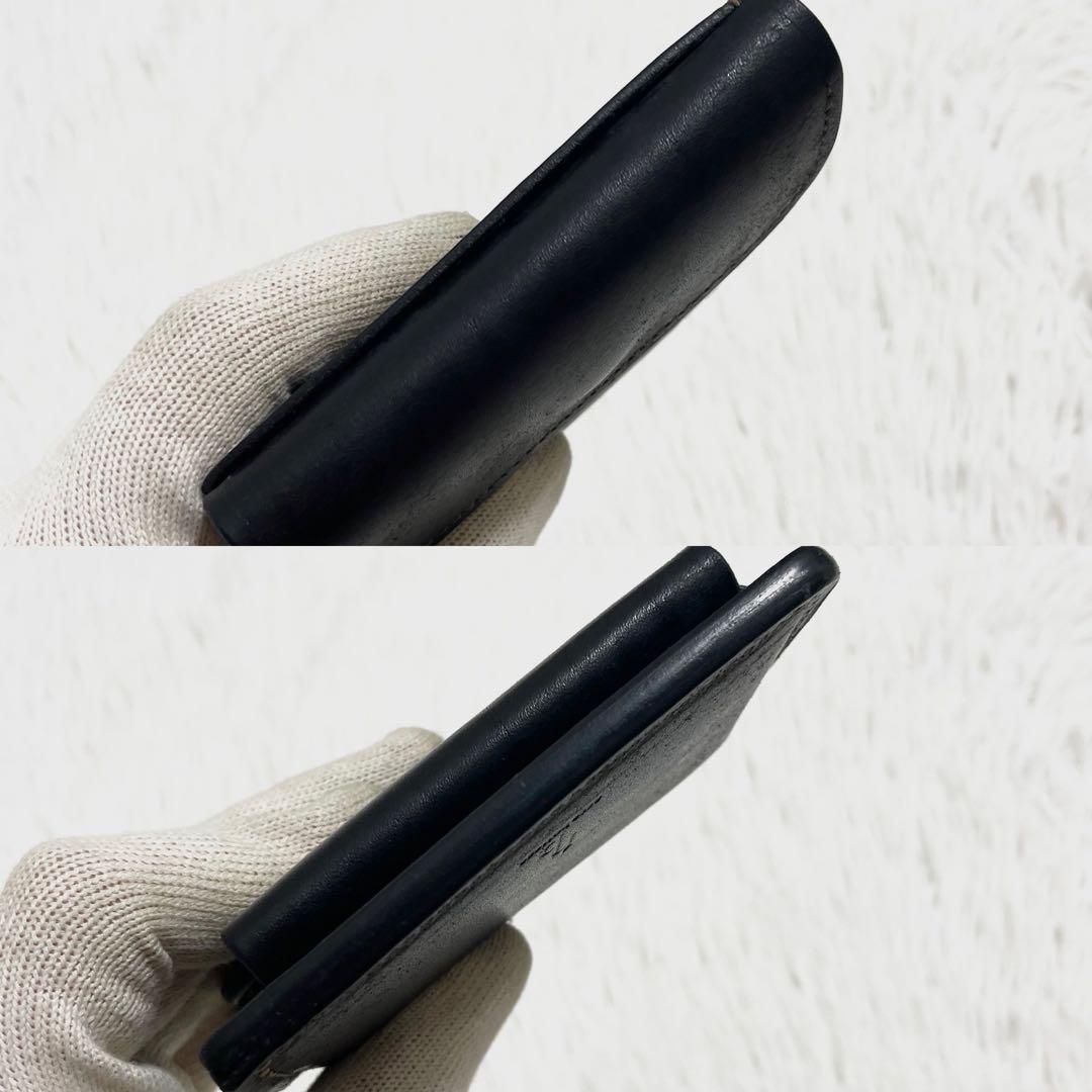 未使用】アッカボッテガ 財布 コンパクト プエブロ ブラック レザー