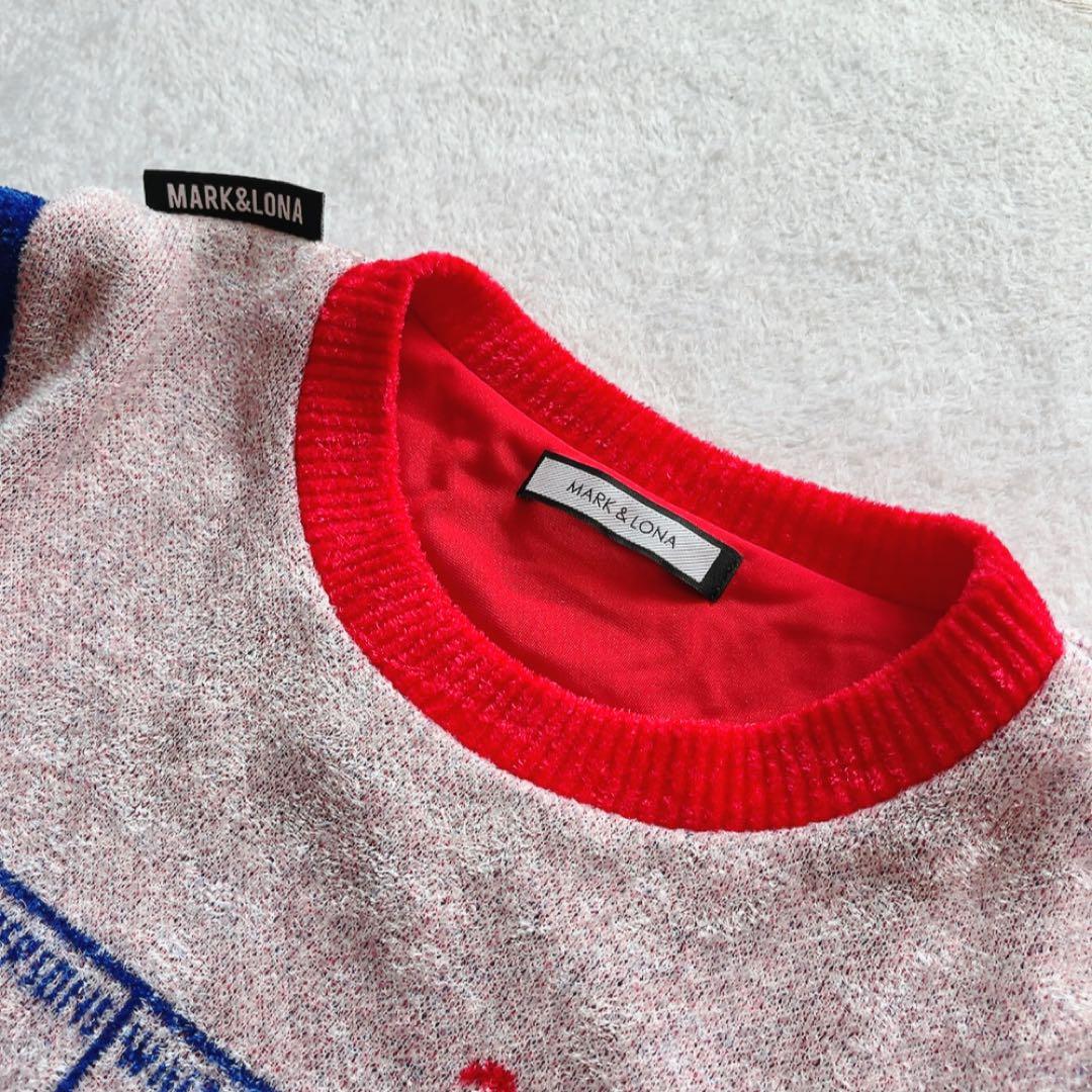 極美品 マークアンドロナ 近年 防風 裏地付 セーター スニード 配色