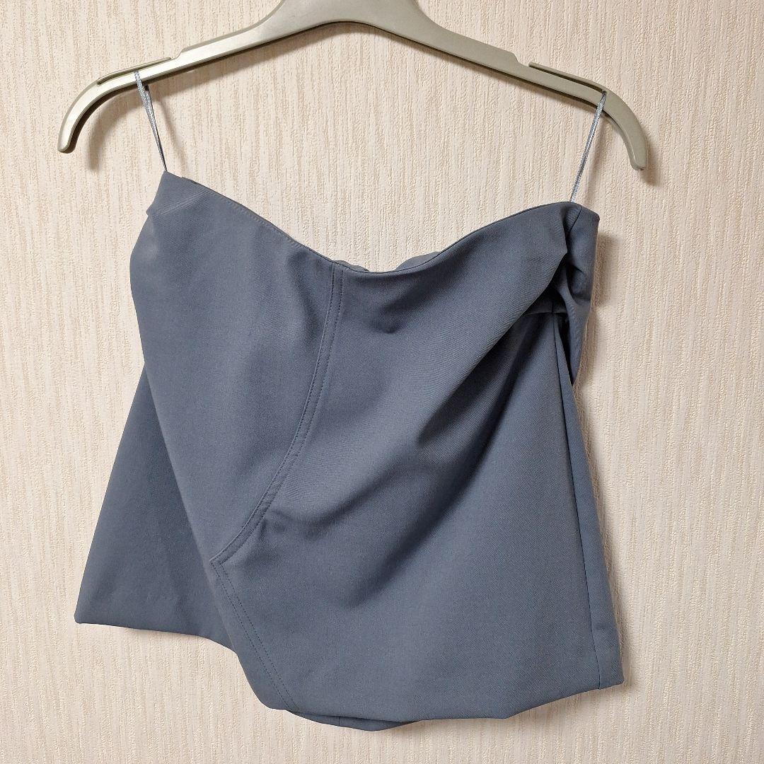 ZARA ブルーグレー クロップドジャケットセットアップ - メルカリ