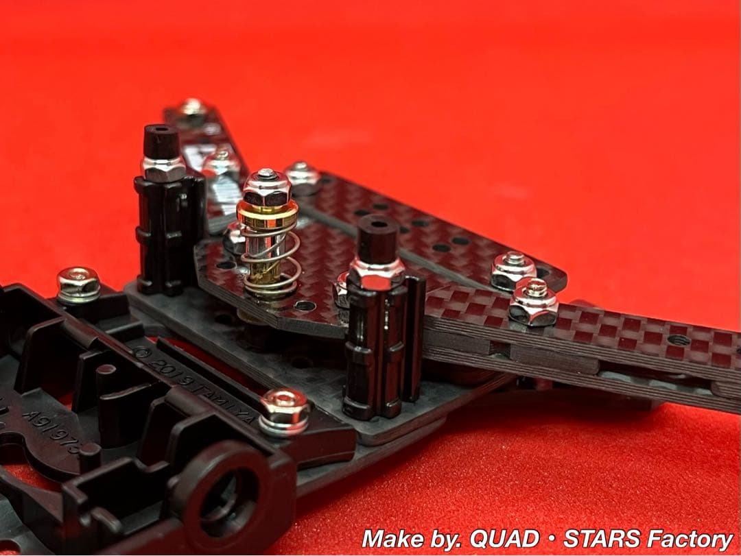 【ミニ四駆・FMVZ用】1軸アンカー＋リヤスキッド　フルカーボン【3mm底上げ】