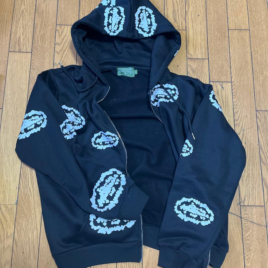 Corteiz Denimtears コラボ　 フルジップパーカー 日本未入荷DenimTears CorteizコラボCottonWreathZipHoodieBlack