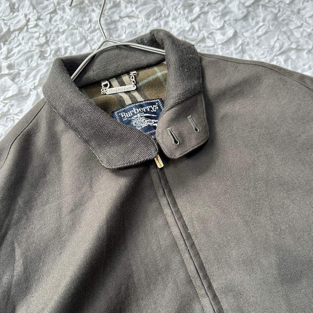90S バーバリー ウール ハリントンジャケット G9 ホースロゴ オリーブ