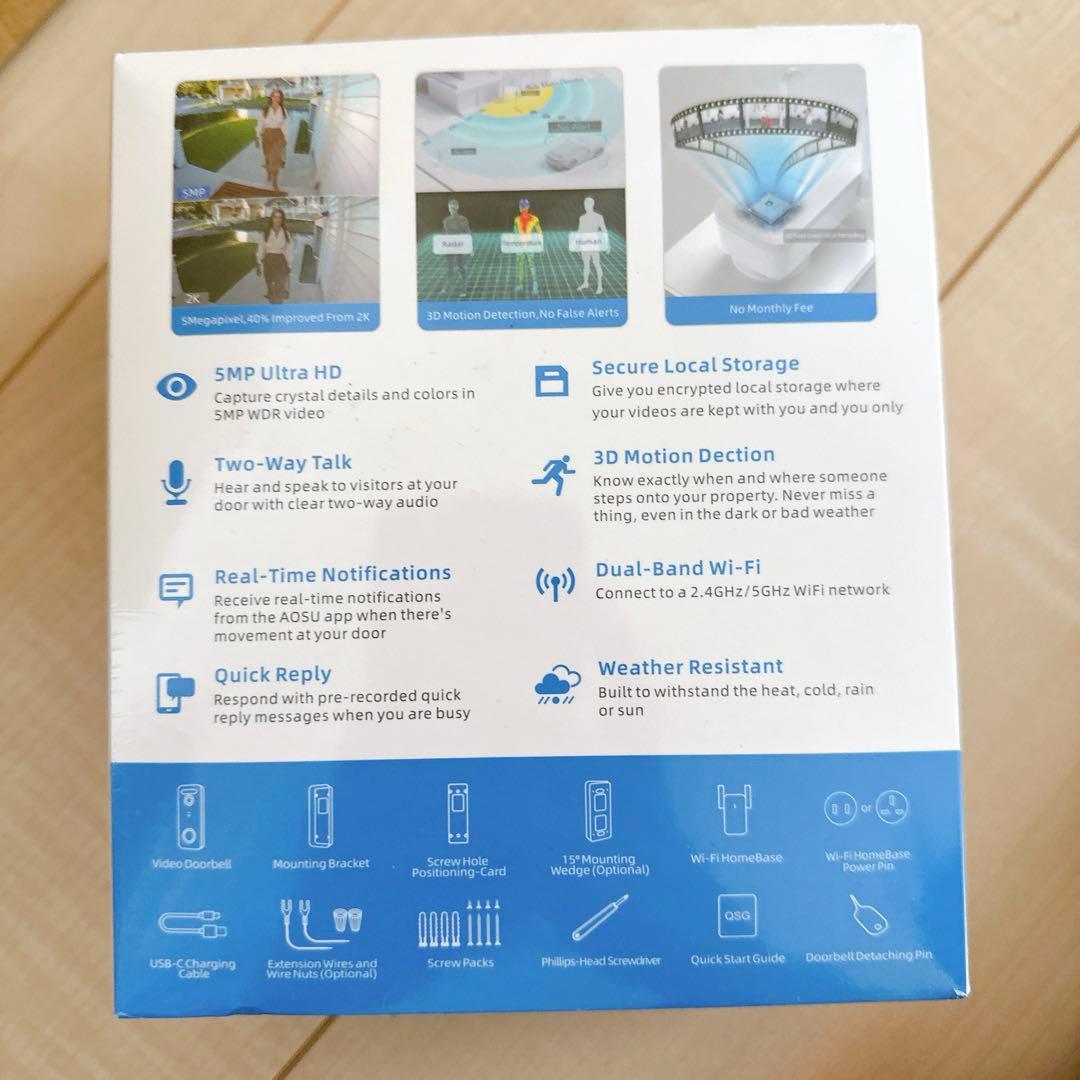 AOSU 5MP画質 インターホン ワイヤレス ドアホン Alexa連動