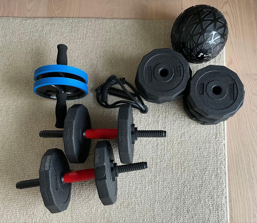 筋トレ　体力作り　4種類セット ホームジムDX プレートバーオプション （プレートセット）付き