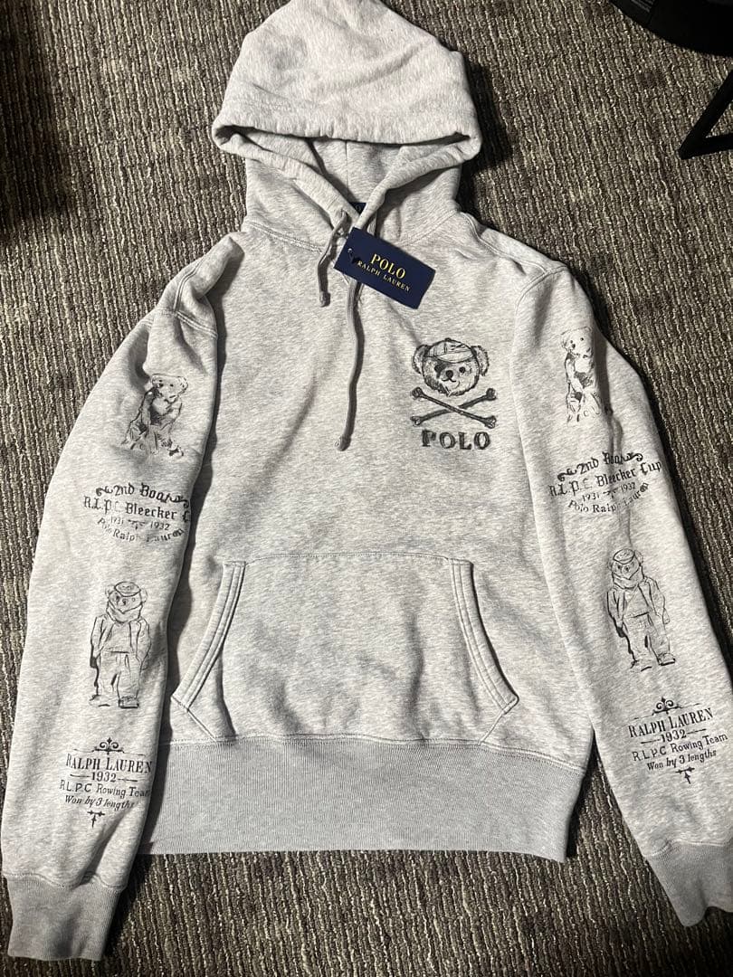 Polo スカルデザイン パーカー USサイズ92 グレー U.S. POLO ASSN. /ユーエスポロアッスン 別注 ワンポイント刺繍ロゴ