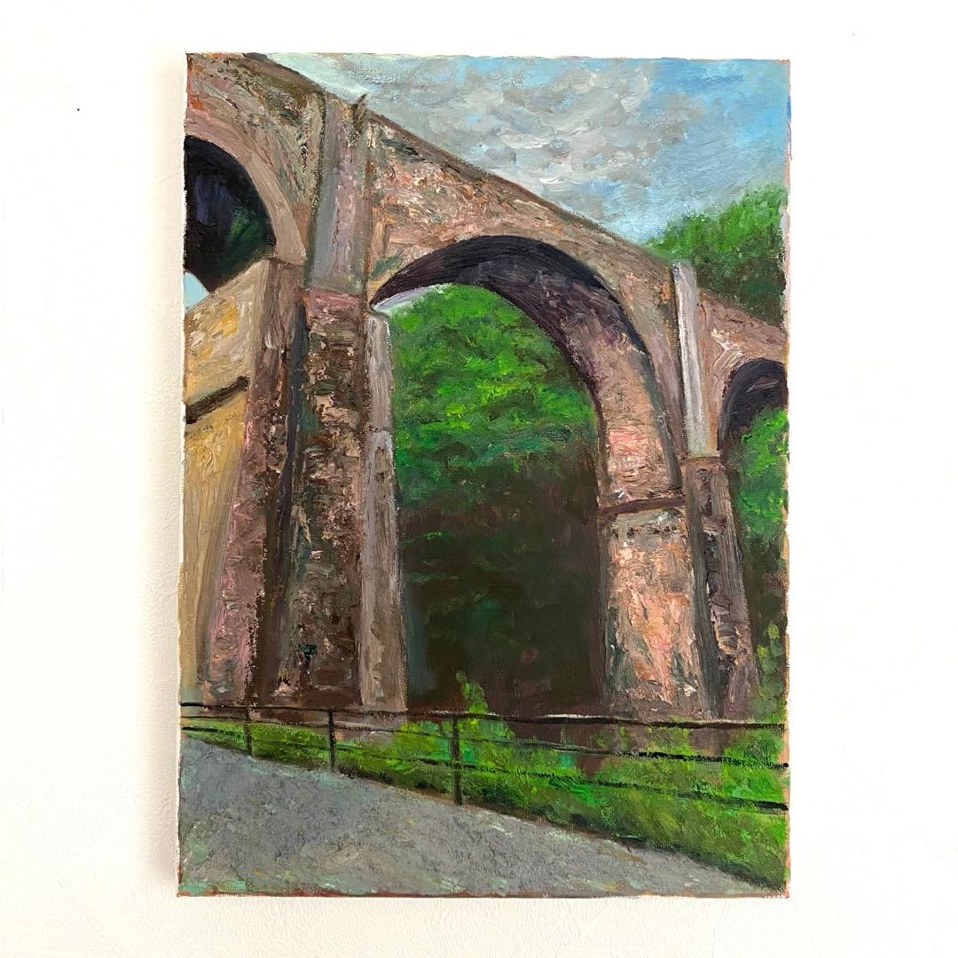 めがね橋 F4 油彩画 風景画 絵画 oil painting art めがね橋#長崎市#晴れ日#イラスト#art#watercolor#landscape#stroll#F4