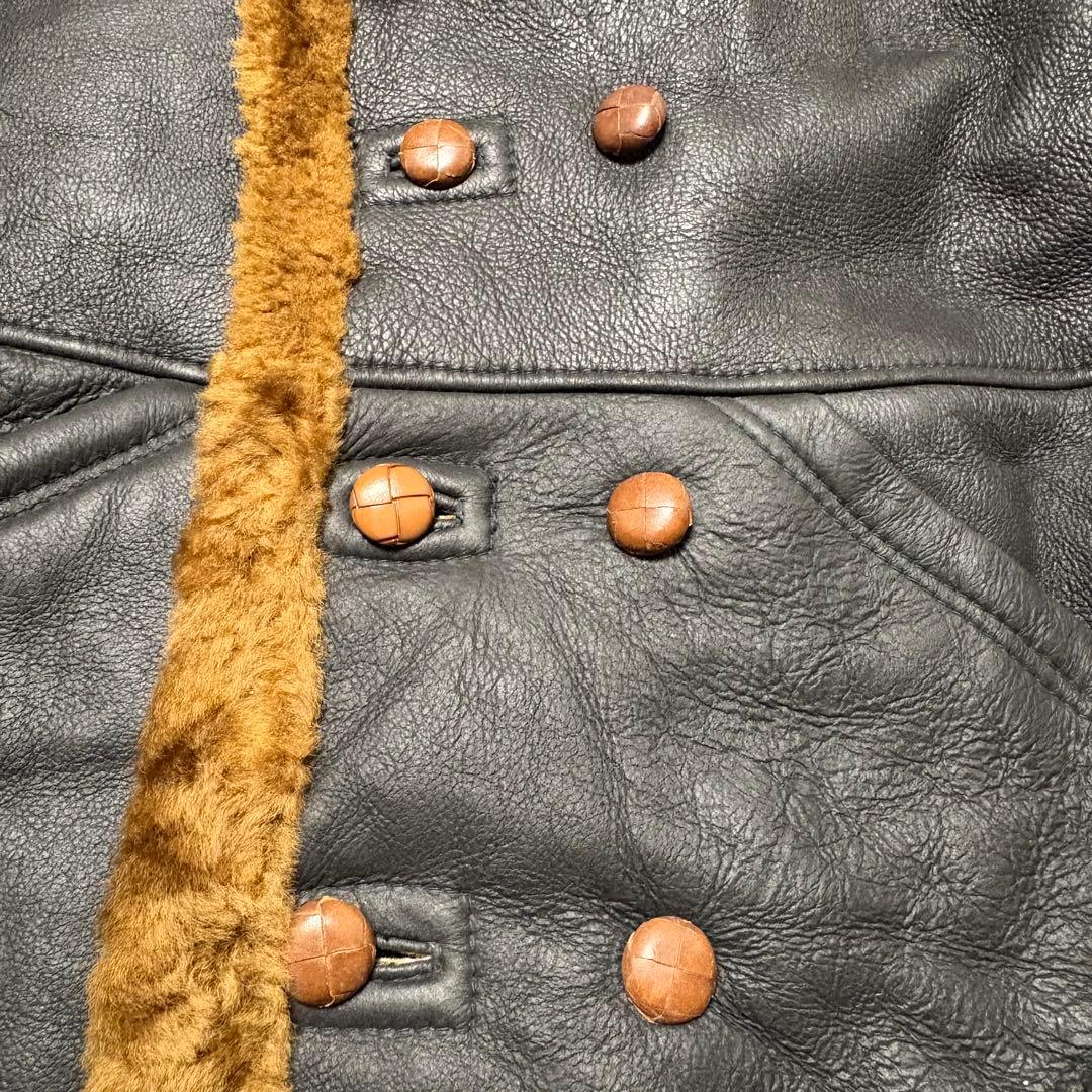 激レア✨2XL相当 ミツミネ リアルムートン ピーコート ラムレザー 黒