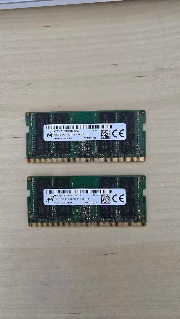 DDR4-3200 SO-DIMM 16GB ×2枚 Micron 32GB Crucial クルーシャル CT16G4SFRA32A [ノート用 / DDR4 SO-DIMM