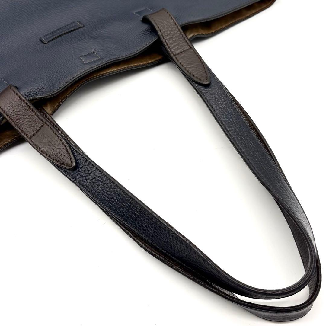 美品】ダニエル＆ボブ トートバッグ レザー A4可 肩掛け ネイビー 保存