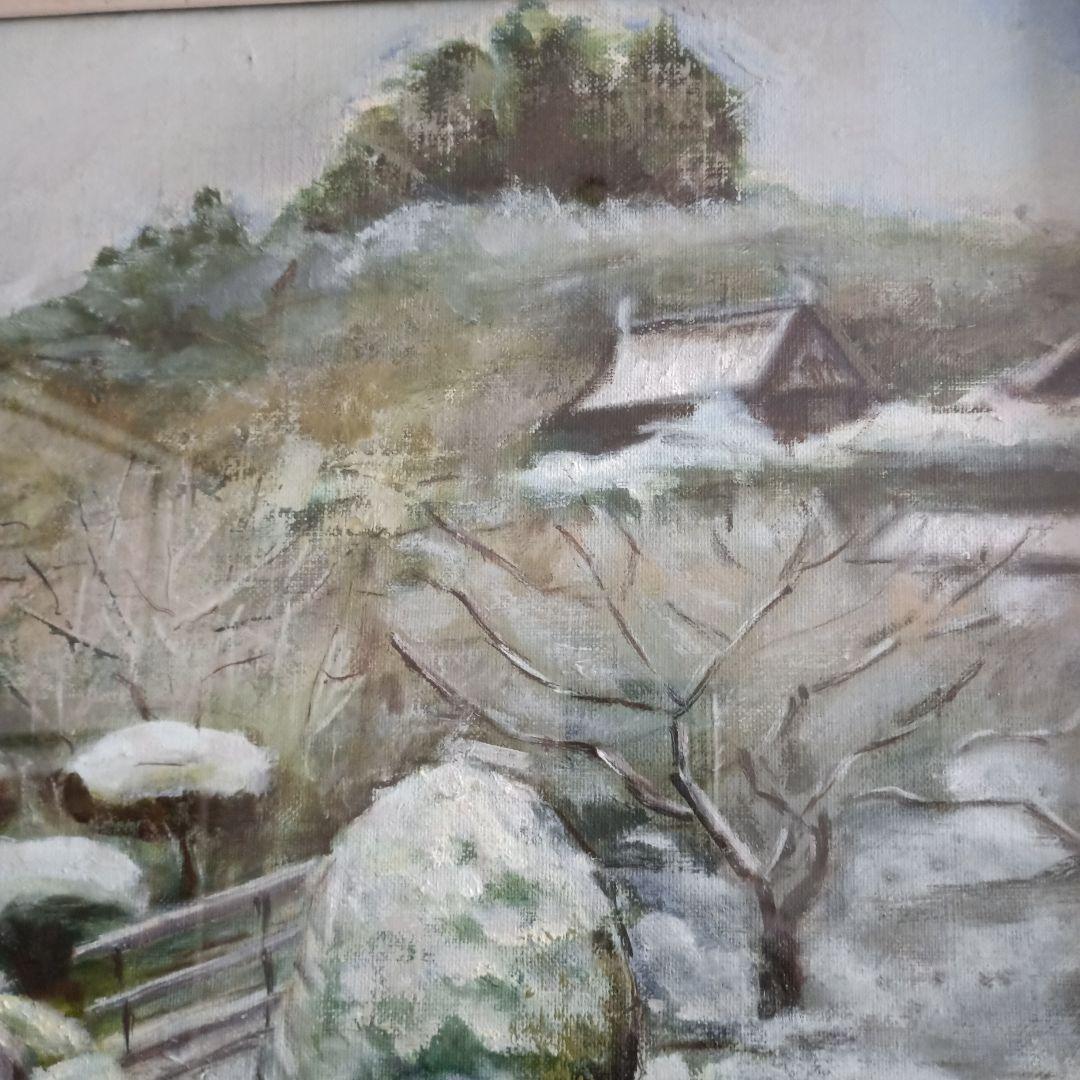 雪景色 油彩画 木製額 F8 - メルカリ