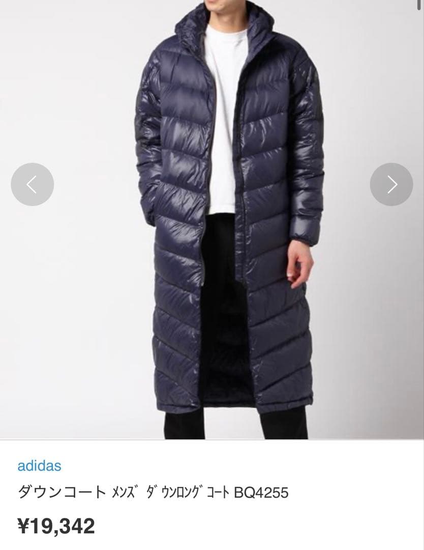 アディダス adidas メンズ ネイビー ダウンコート フード ベンチコート