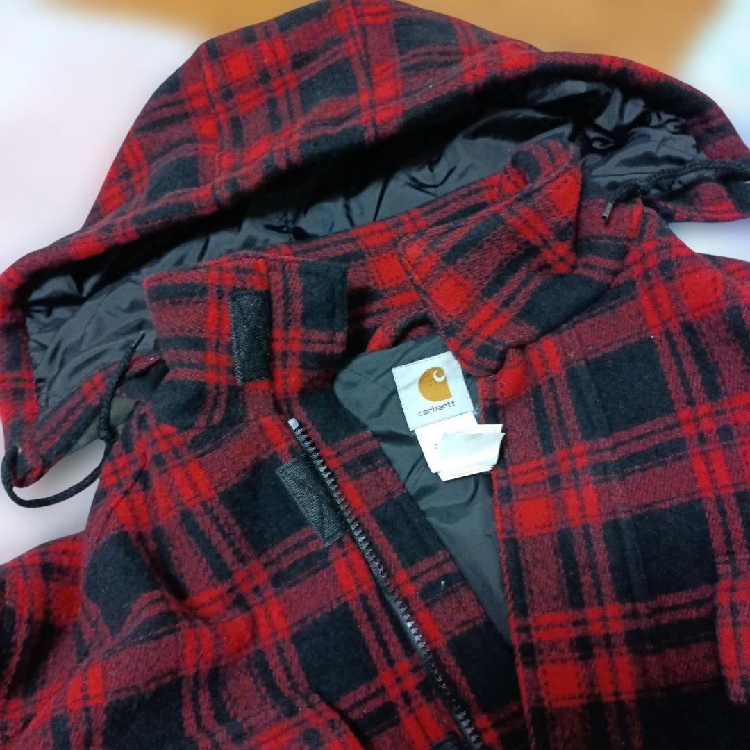 最後値 Carhartt レッド・ブラックチェックジャケット - メルカリ