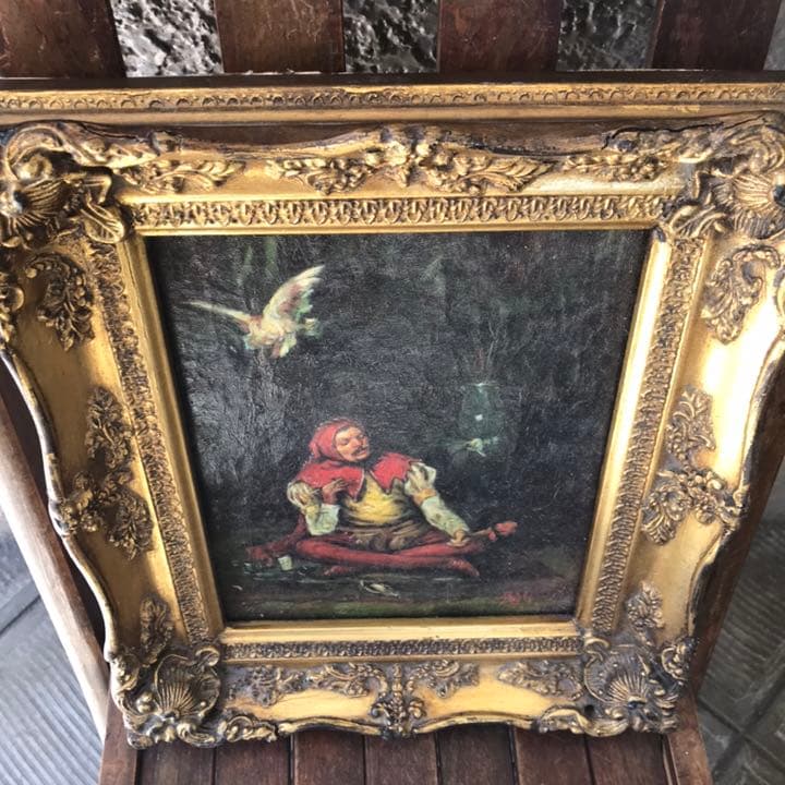 Very Old 19世紀 アンティーク 絵画油彩 道化師 /ヨーロッパ欧州