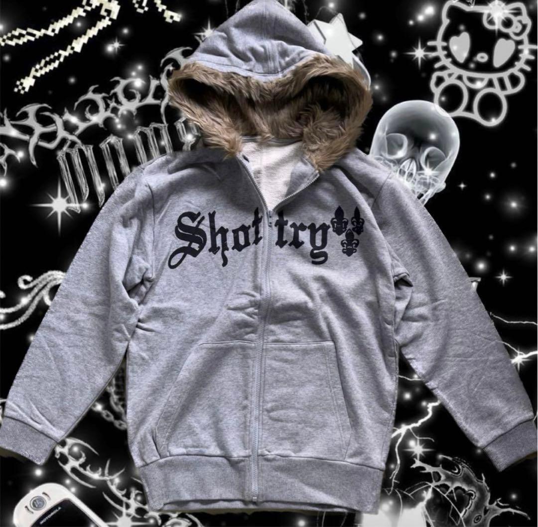 ファーフードジップパーカー y2k フェアリーグランジ 平成 ギャル v系