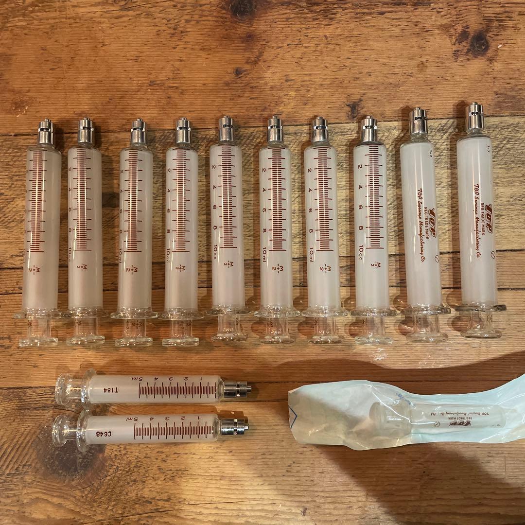トップ硝子注射筒 10cc10本 5cc2本ルアーロックインターチェンジャブル TOP トップ 硝子注射筒（インターチェンジャブル浣腸器） セット 50mL