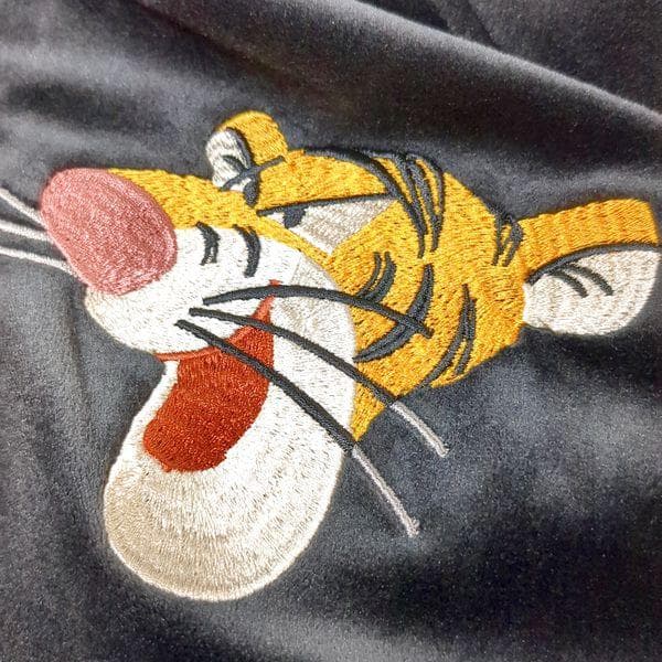 ティガー ベロア スカジャン メンズL 黒白 ディズニー くまのプーさん