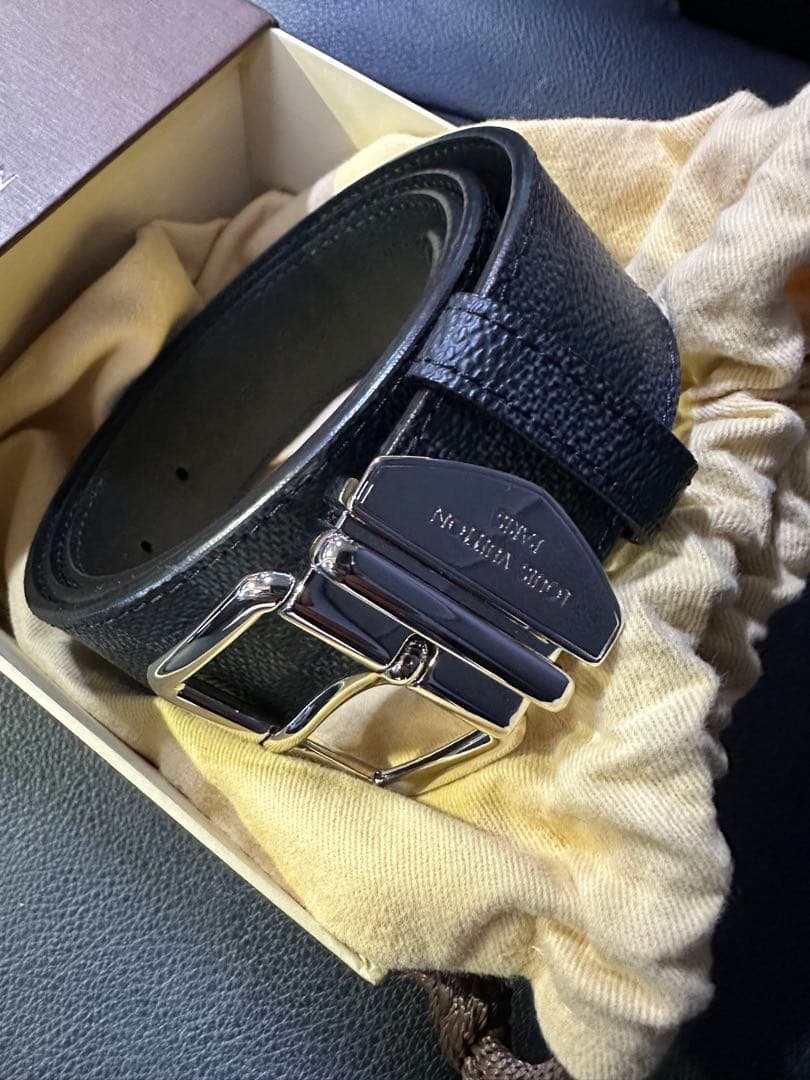 Louis Vuitton ブラック レザー ベルト ダミエ　最終値下げ中 ベルト・ダミエプリント 40MM ダミエ・アンフィニ｜ルイ・ヴィトン