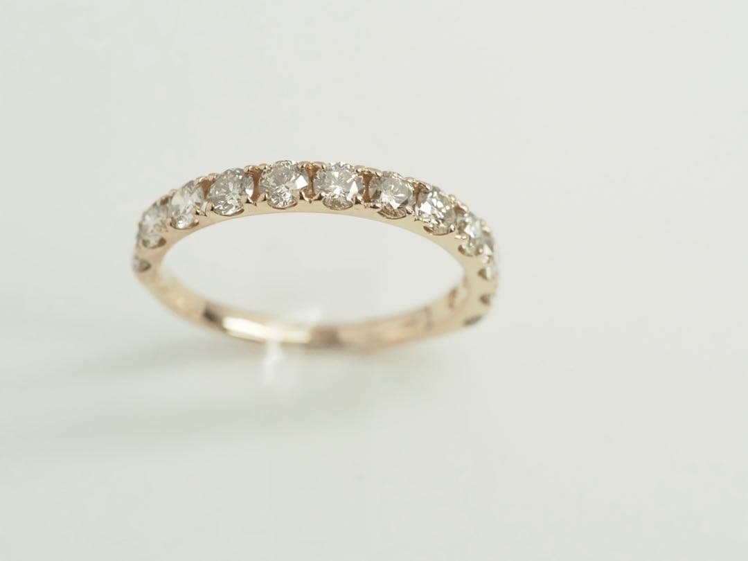 ◎1.00ct!! K18PG 天然ダイヤモンド 3/5エタニティリング　14号