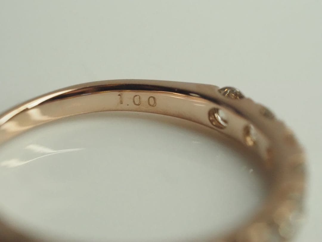 ◎1.00ct!! K18PG 天然ダイヤモンド 3/5エタニティリング　14号