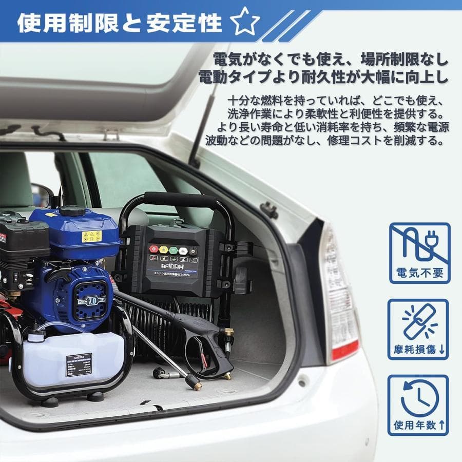 ★超高圧力！★エンジン式高圧洗浄機 ガソリン 7.0HP 最大圧力25Mpa