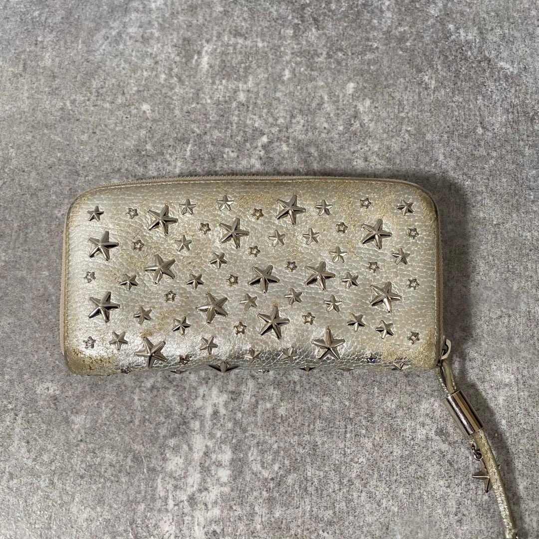 ジミーチュウ 長財布 スター スタッズ ラウンドファスナー シルバー