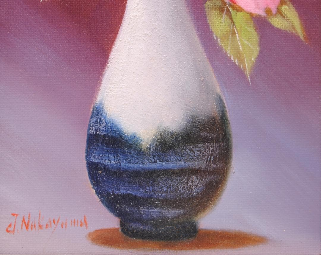 花の絵　「 中山扇　椿 」　油彩画　油絵　絵画　静物画