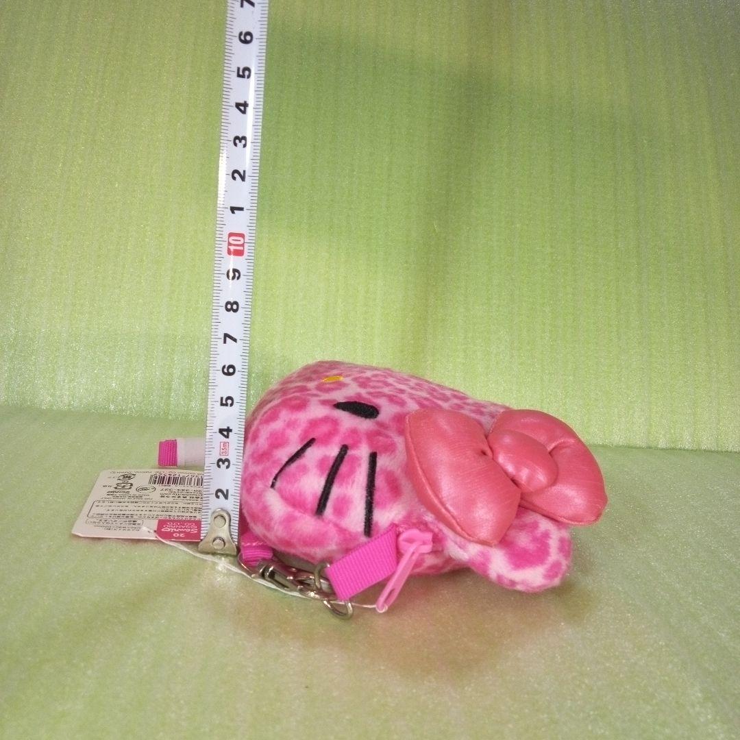 ハローキティ　ヒョウ柄　ポーチ　桃色　ピンク　ぬいぐるみショルダーポーチ