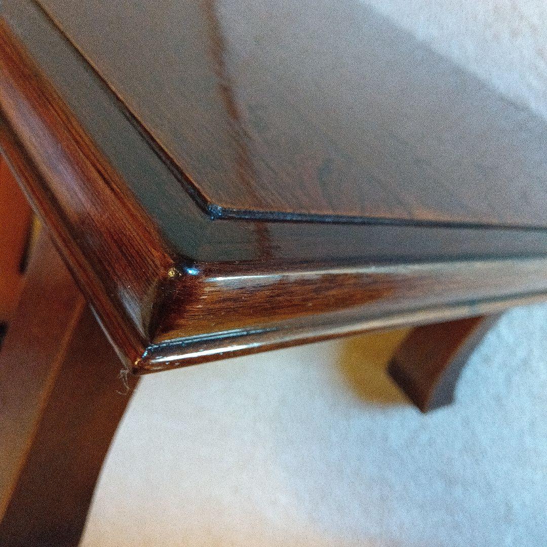 《文机》天然木（栃）柾目 90×60cm 濃い茶色　和アンティーク調　座卓　美品