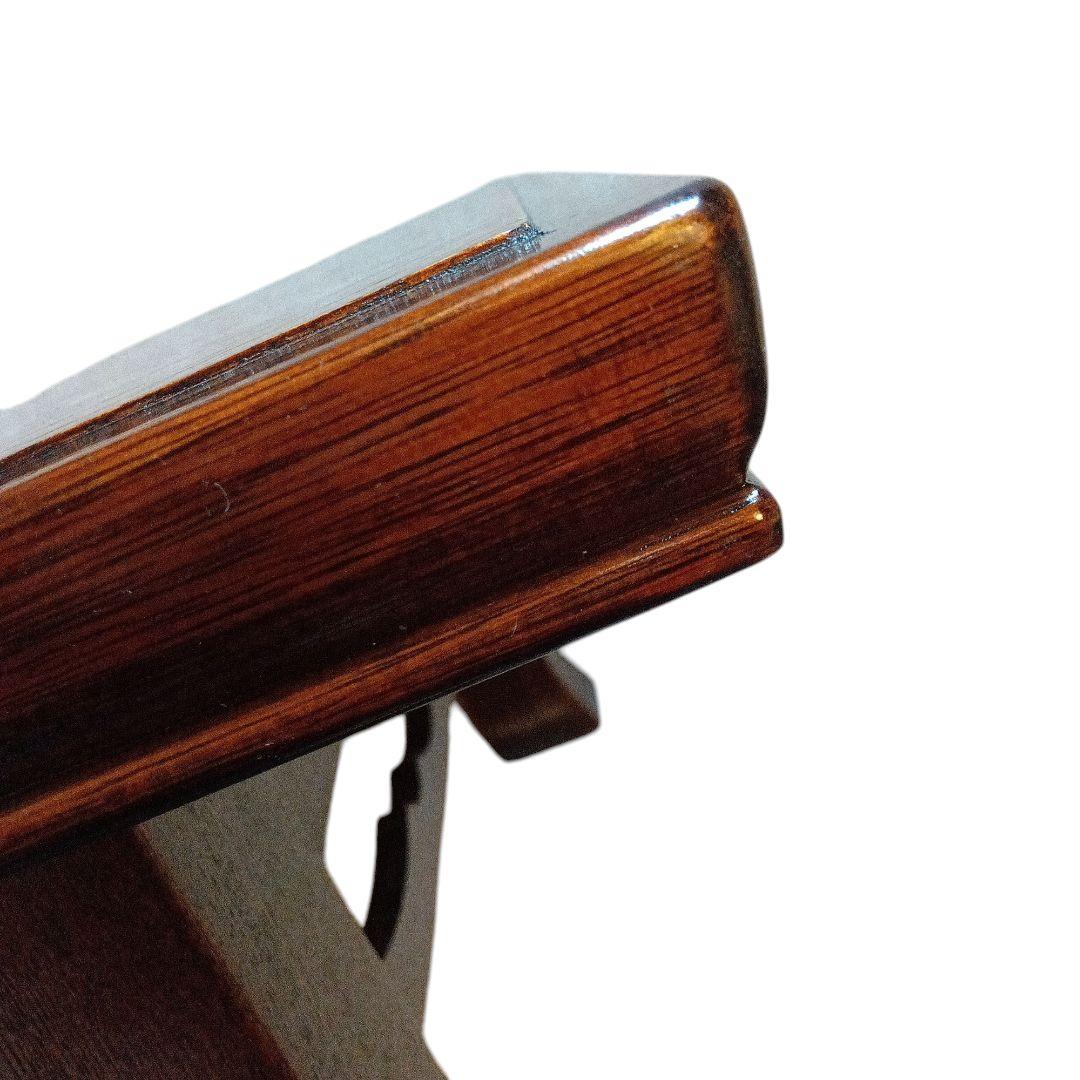 《文机》天然木（栃）柾目 90×60cm 濃い茶色　和アンティーク調　座卓　美品