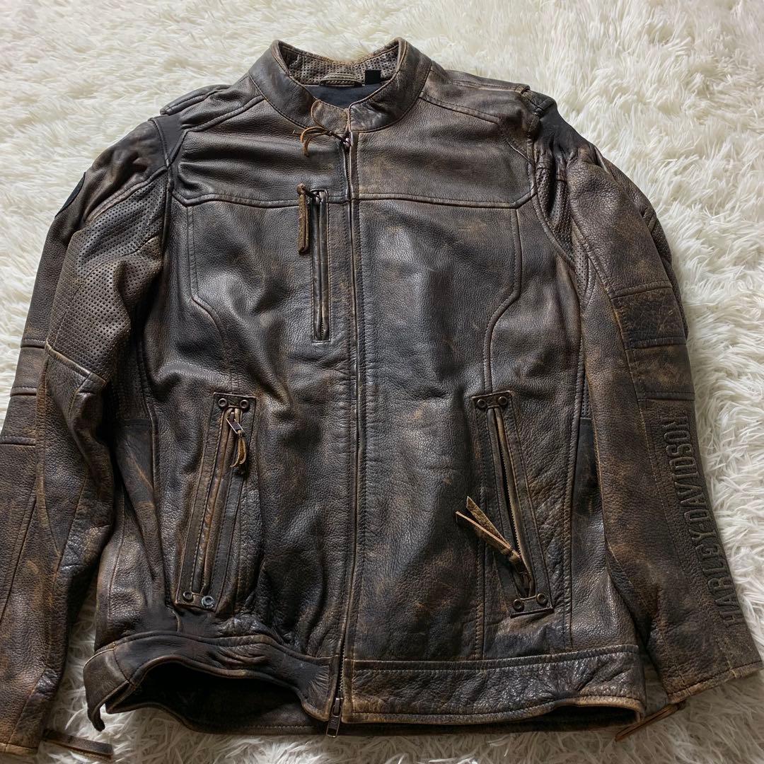 ハーレーダビッドソン レザージャケット ダークブラウン 本革 M - メルカリ