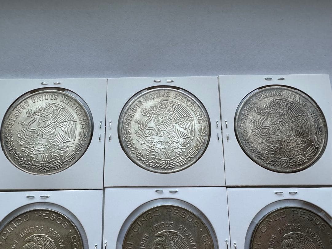 メキシコ銀貨 6枚 大型銀貨 メキシコ プラタ プラ シエン 銀貨 古銭