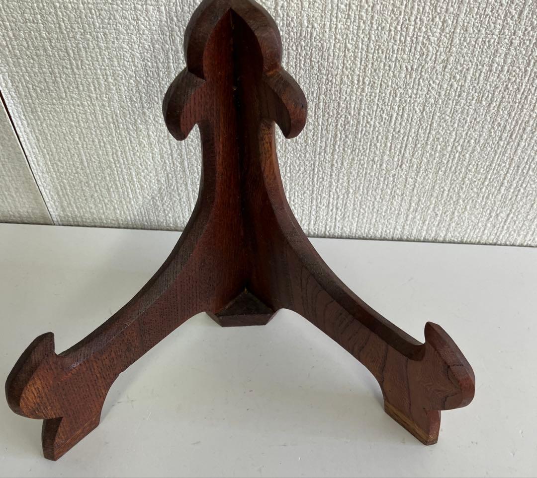 縁起物 硬質ケヤキ材製 扇形置物 約40cm×約27cm