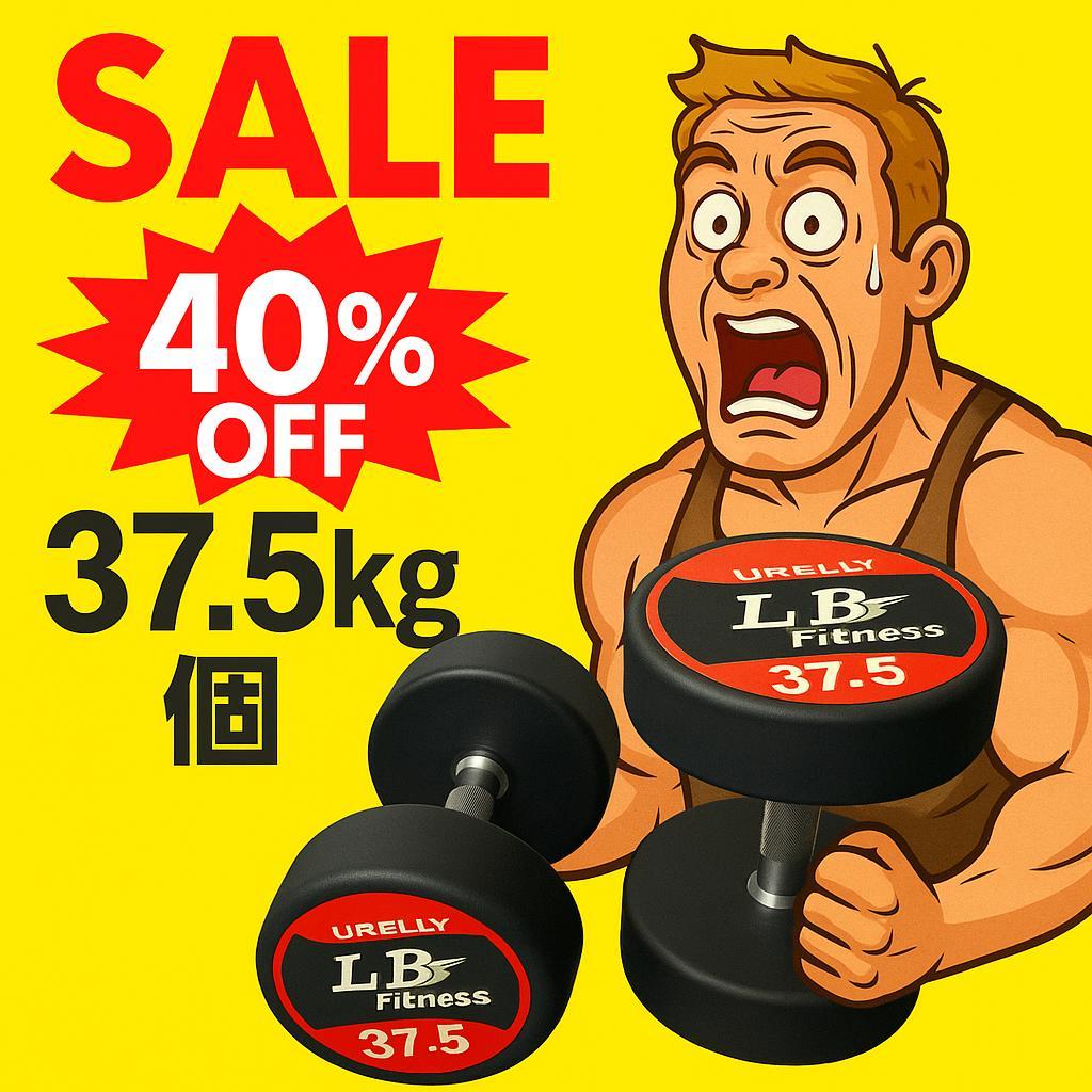 本格派向け！37.5kgラバーダンベル2個セット 在庫処分特価 ラバーダンベルセット 60kg │片手30kg×2個セット│ ダンベル セット