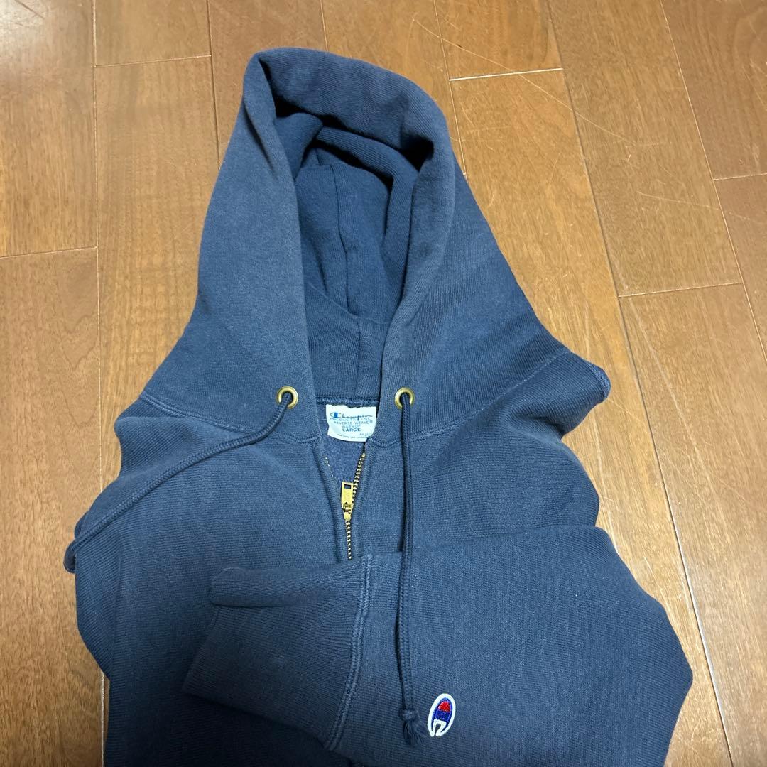 チャンピオンリバースウィーブ ジップパーカー 青タグ LARGE