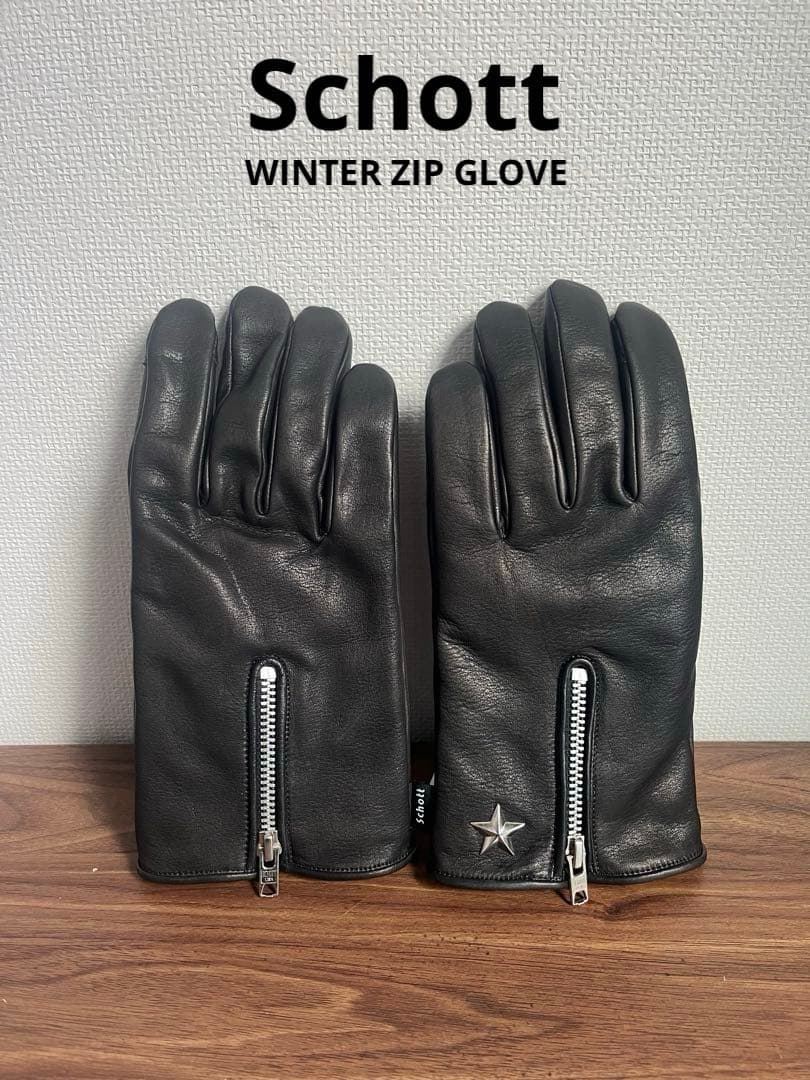 【新品】Schott ショット　レザーグローブ　ワンスター　黒色　BK Schott N.Y.C（ショット） Schott ワンスター ウインターグローブ 革