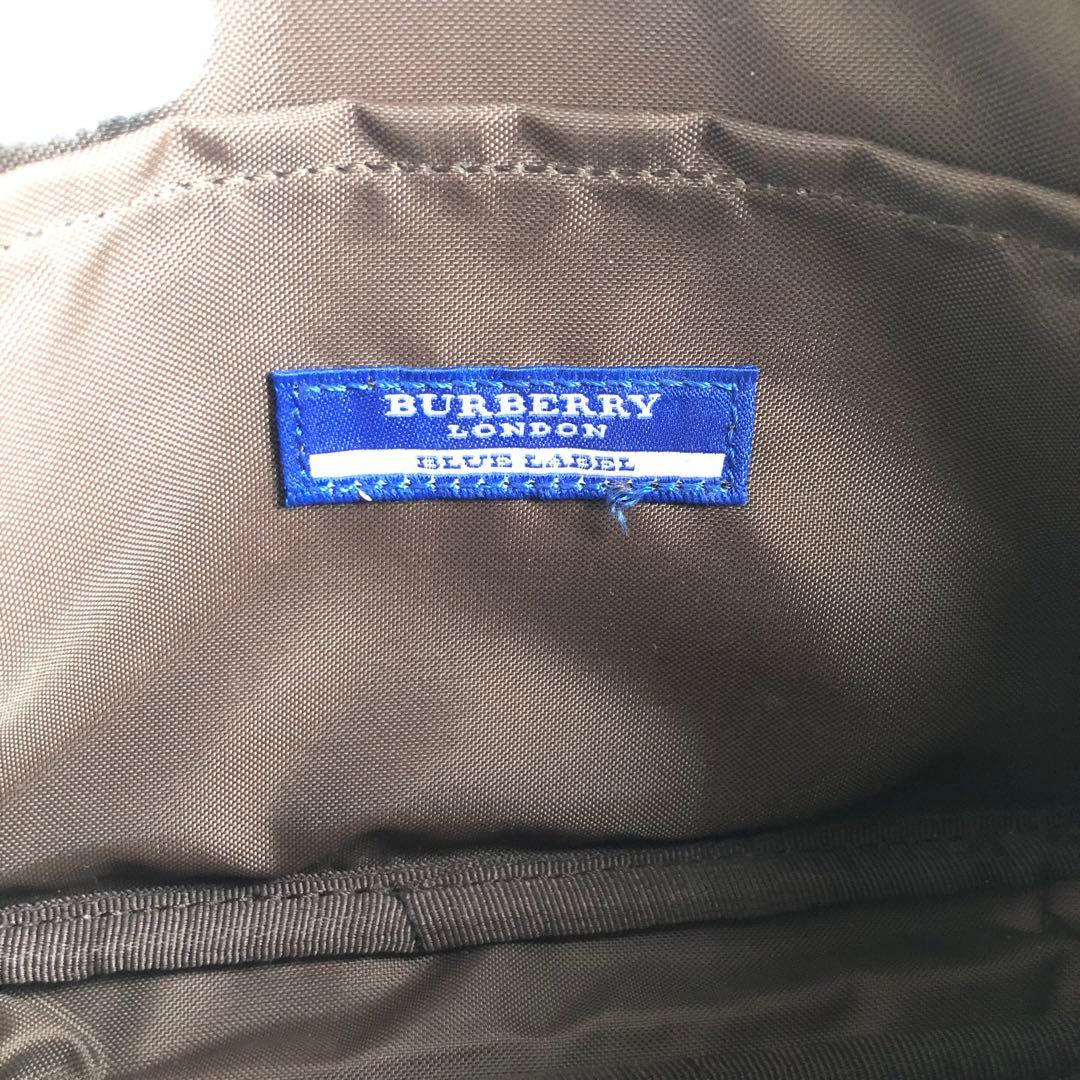 新品保管 BURBERRY バーバリー ポーチ ナイロン チェック ライトブルー
