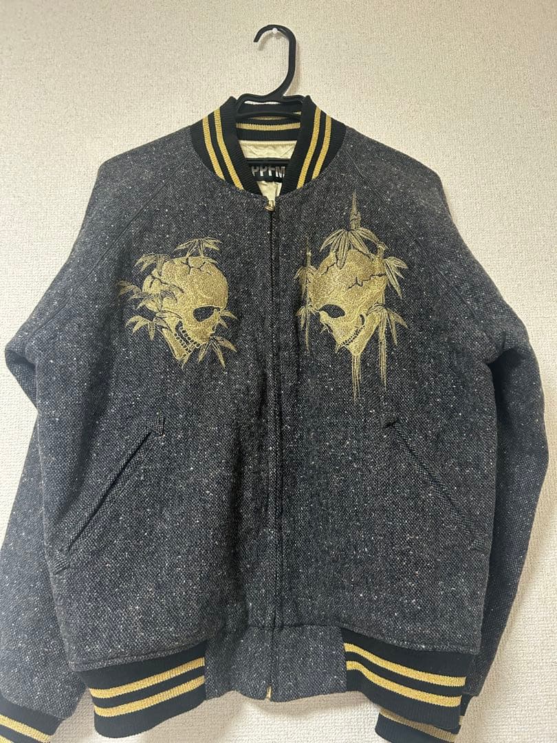PPFM スカル刺繍 y2k スカジャン　スタジャン　ブルゾン REFLEM（レフレム） スカジャン 「REFLEM/レフレム」スカル刺繍