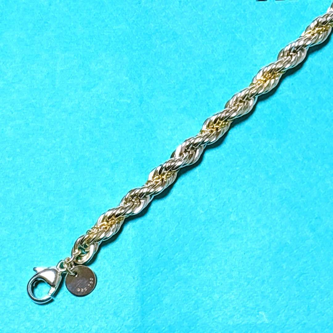 【極美品】18.5cm ティファニー ツイストコンビブレスレット 925/750