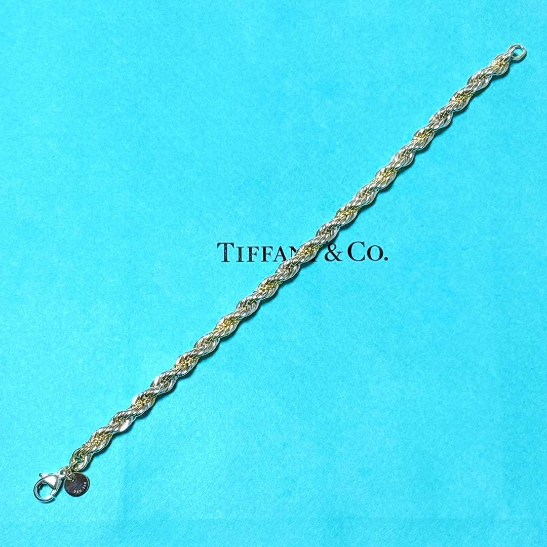 【極美品】18.5cm ティファニー ツイストコンビブレスレット 925/750