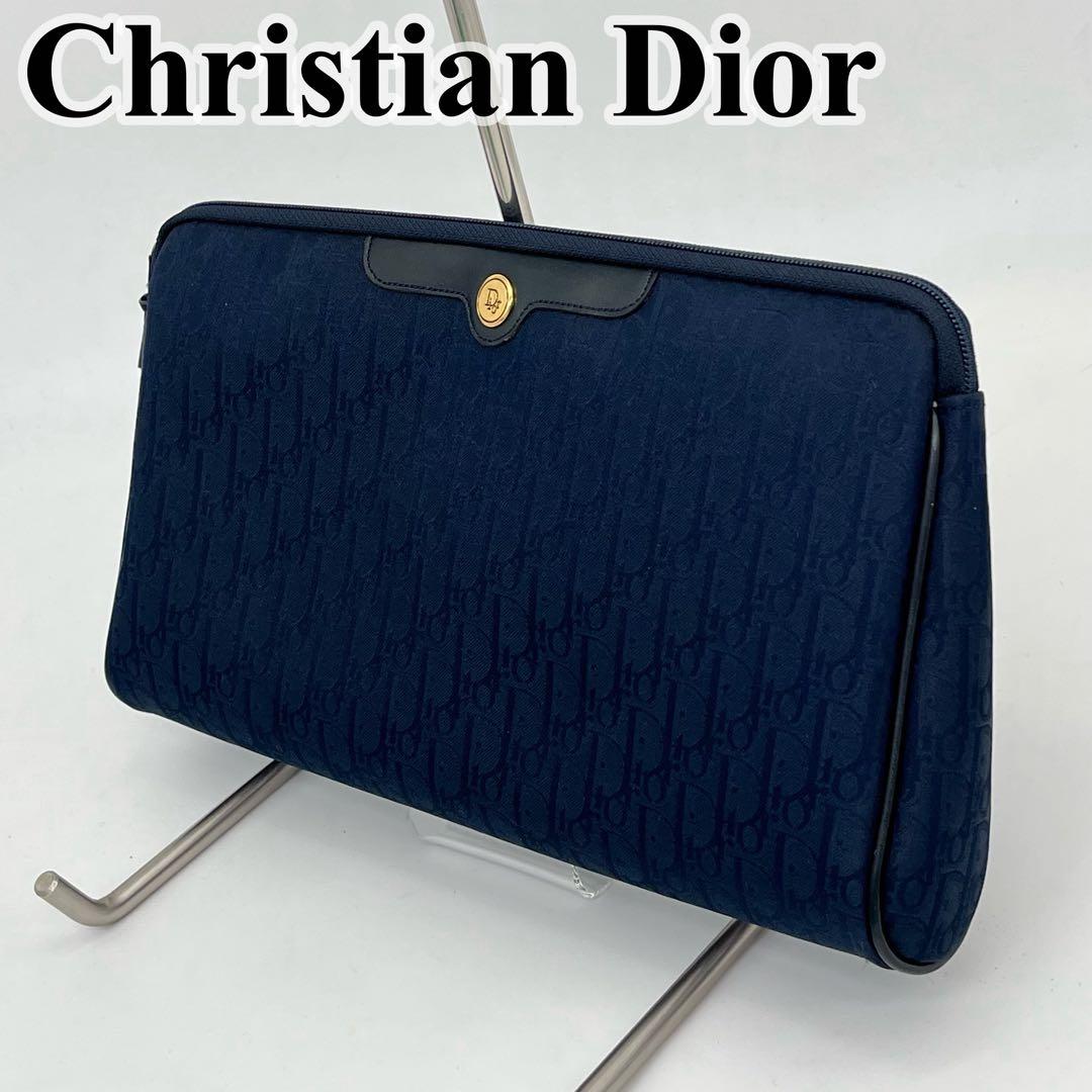 クリスチャンディオール クラッチバッグ ポーチ トロッター柄 ロゴ金具