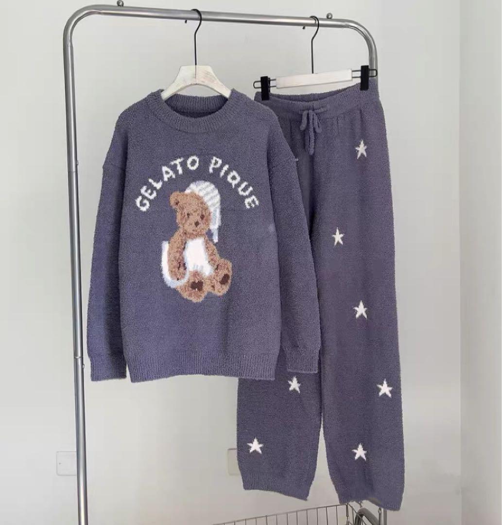 ジェラートピケ ジェラピケ ベア モコモコルームウェア 上下セット. 001 ジェラートピケ ジェラピケ ベア モコモコルームウェア ホワイト 白