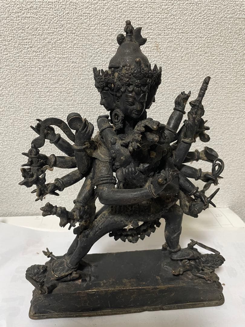 銅の仏像 置物 古銅　チベット仏 ブロンズ 古美術 貴重 清代 絢爛豪華 金鍍金銅製歓喜仏10.5cm 男女合体仏 チベット仏