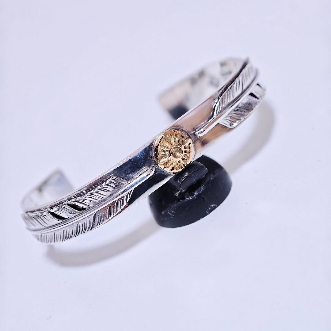 美品 アリゾナフリーダム K18 925 フェザー バングル 太陽神 羽根 銀 ARIZONA FREEDOM アリゾナフリーダム K18 太陽神 バングル