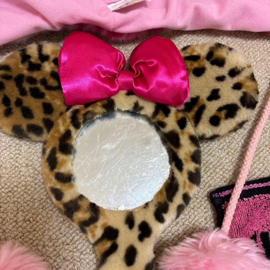 ミニーマウス ヒョウ柄カチューシャ・ファンキャップ